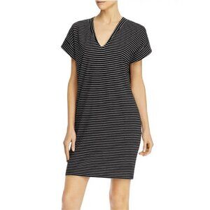 Frame Women’s Size XS Le V Mini Dress Noir Multi Black Stripes Pima Cotton